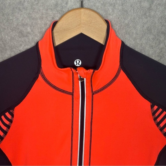 Lululemon Run: U-Turn Pullover 1/2 Zip Top-Orange/Navy Blue-Women Size 8 - Picture 4 of 11